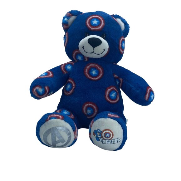 Build-A-Bear Captain America Shield Pattern Marvel Avengers Teddy Bear Plush - Picture 1 of 10